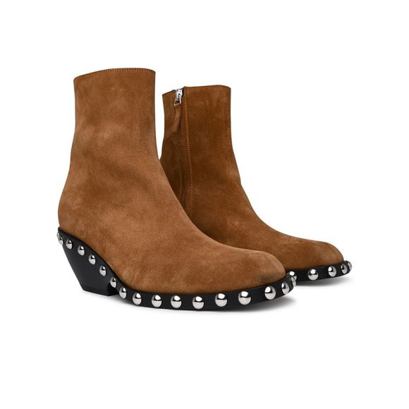 KHAITE Brown Leather Hooper Ankle Boots - Picture 2 of 4